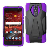 REIKO ZTE GRAND X4 HYBRID HEAVY DUTY CASE WITH KICKSTAND IN PURPLE BLACK