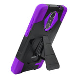 REIKO ZTE GRAND X4 HYBRID HEAVY DUTY CASE WITH KICKSTAND IN PURPLE BLACK