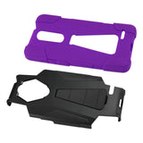 REIKO ZTE GRAND X4 HYBRID HEAVY DUTY CASE WITH KICKSTAND IN PURPLE BLACK