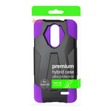 REIKO ZTE GRAND X4 HYBRID HEAVY DUTY CASE WITH KICKSTAND IN PURPLE BLACK