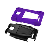 REIKO ZTE ENGAGE MT HYBRID HEAVY DUTY CASE WITH KICKSTAND IN PURPLE BLACK