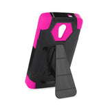 REIKO ZTE N817 HYBRID HEAVY DUTY CASE WITH KICKSTAND IN HOT PINK BLACK