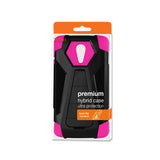 REIKO ZTE N817 HYBRID HEAVY DUTY CASE WITH KICKSTAND IN HOT PINK BLACK