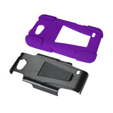 REIKO ZTE SPEED HYBRID HEAVY DUTY CASE WITH KICKSTAND IN PURPLE BLACK