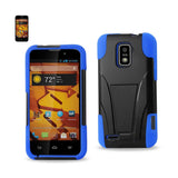 REIKO ZTE WARP 4G HYBRID HEAVY DUTY CASE WITH KICKSTAND IN NAVY BLACK