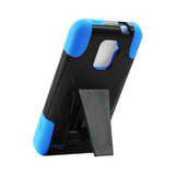 REIKO ZTE WARP 4G HYBRID HEAVY DUTY CASE WITH KICKSTAND IN NAVY BLACK