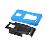 REIKO ZTE WARP 4G HYBRID HEAVY DUTY CASE WITH KICKSTAND IN NAVY BLACK