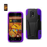 REIKO ZTE WARP 4G HYBRID HEAVY DUTY CASE WITH KICKSTAND IN PURPLE BLACK