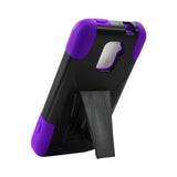 REIKO ZTE WARP 4G HYBRID HEAVY DUTY CASE WITH KICKSTAND IN PURPLE BLACK