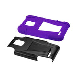 REIKO ZTE WARP 4G HYBRID HEAVY DUTY CASE WITH KICKSTAND IN PURPLE BLACK