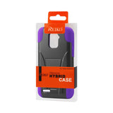 REIKO ZTE WARP 4G HYBRID HEAVY DUTY CASE WITH KICKSTAND IN PURPLE BLACK