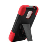 REIKO ZTE WARP 4G HYBRID HEAVY DUTY CASE WITH KICKSTAND IN RED BLACK