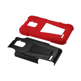 REIKO ZTE WARP 4G HYBRID HEAVY DUTY CASE WITH KICKSTAND IN RED BLACK