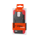 REIKO ZTE WARP 4G HYBRID HEAVY DUTY CASE WITH KICKSTAND IN RED BLACK