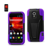 REIKO ZTE SOURCE HYBRID HEAVY DUTY CASE WITH KICKSTAND IN PURPLE BLACK