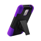 REIKO ZTE SOURCE HYBRID HEAVY DUTY CASE WITH KICKSTAND IN PURPLE BLACK