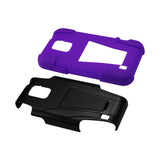 REIKO ZTE SOURCE HYBRID HEAVY DUTY CASE WITH KICKSTAND IN PURPLE BLACK
