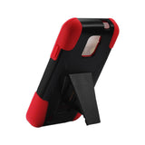 REIKO ZTE SOURCE HYBRID HEAVY DUTY CASE WITH KICKSTAND IN RED BLACK