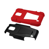 REIKO ZTE SOURCE HYBRID HEAVY DUTY CASE WITH KICKSTAND IN RED BLACK