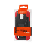 REIKO ZTE SOURCE HYBRID HEAVY DUTY CASE WITH KICKSTAND IN RED BLACK