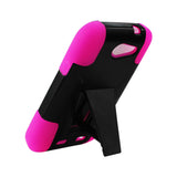 REIKO ZTE WARP SYNC HYBRID HEAVY DUTY CASE WITH KICKSTAND IN HOT PINK BLACK