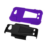 REIKO ZTE WARP SYNC HYBRID HEAVY DUTY CASE WITH KICKSTAND IN PURPLE BLACK