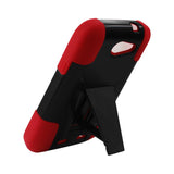REIKO ZTE WARP SYNC HYBRID HEAVY DUTY CASE WITH KICKSTAND IN RED BLACK