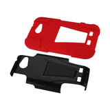 REIKO ZTE WARP SYNC HYBRID HEAVY DUTY CASE WITH KICKSTAND IN RED BLACK
