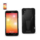 REIKO ZTE MAX HYBRID HEAVY DUTY CASE WITH KICKSTAND IN BLACK