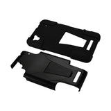 REIKO ZTE MAX HYBRID HEAVY DUTY CASE WITH KICKSTAND IN BLACK