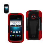 REIKO ZTE PRELUDE 2 HYBRID HEAVY DUTY CASE WITH KICKSTAND IN RED BLACK