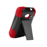 REIKO ZTE PRELUDE 2 HYBRID HEAVY DUTY CASE WITH KICKSTAND IN RED BLACK