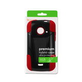 REIKO ZTE PRELUDE 2 HYBRID HEAVY DUTY CASE WITH KICKSTAND IN RED BLACK
