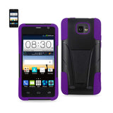 REIKO ZTE SONATA 2 HYBRID HEAVY DUTY CASE WITH KICKSTAND IN PURPLE BLACK