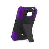 REIKO ZTE SONATA 2 HYBRID HEAVY DUTY CASE WITH KICKSTAND IN PURPLE BLACK