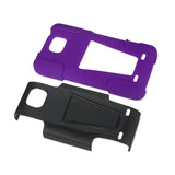 REIKO ZTE SONATA 2 HYBRID HEAVY DUTY CASE WITH KICKSTAND IN PURPLE BLACK