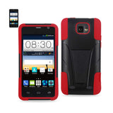 REIKO ZTE SONATA 2 HYBRID HEAVY DUTY CASE WITH KICKSTAND IN RED BLACK