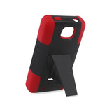 REIKO ZTE SONATA 2 HYBRID HEAVY DUTY CASE WITH KICKSTAND IN RED BLACK