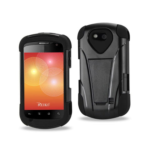 REIKO ZTE GROOVE HYBRID HEAVY DUTY CASE WITH KICKSTAND IN BLACK