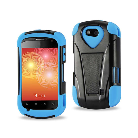 REIKO ZTE GROOVE HYBRID HEAVY DUTY CASE WITH KICKSTAND IN BLACK NAVY