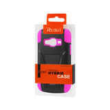 REIKO ZTE CONCORD 2 HYBRID HEAVY DUTY CASE WITH KICKSTAND IN HOT PINK BLACK