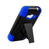 REIKO ZTE CONCORD 2 HYBRID HEAVY DUTY CASE WITH KICKSTAND IN NAVY BLACK