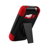 REIKO ZTE CONCORD 2 HYBRID HEAVY DUTY CASE WITH KICKSTAND IN RED BLACK