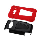 REIKO ZTE CONCORD 2 HYBRID HEAVY DUTY CASE WITH KICKSTAND IN RED BLACK