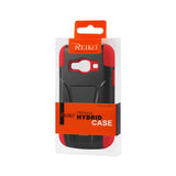 REIKO ZTE CONCORD 2 HYBRID HEAVY DUTY CASE WITH KICKSTAND IN RED BLACK