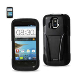 REIKO ZTE SONATA 4G HYBRID HEAVY DUTY CASE WITH KICKSTAND IN BLACK
