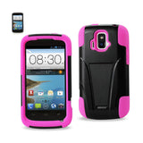 REIKO ZTE SONATA 4G HYBRID HEAVY DUTY CASE WITH KICKSTAND IN HOT PINK BLACK