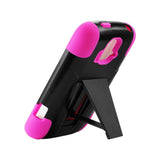 REIKO ZTE SONATA 4G HYBRID HEAVY DUTY CASE WITH KICKSTAND IN HOT PINK BLACK