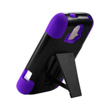REIKO ZTE SONATA 4G HYBRID HEAVY DUTY CASE WITH KICKSTAND IN PURPLE BLACK