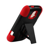 REIKO ZTE SONATA 4G HYBRID HEAVY DUTY CASE WITH KICKSTAND IN RED BLACK